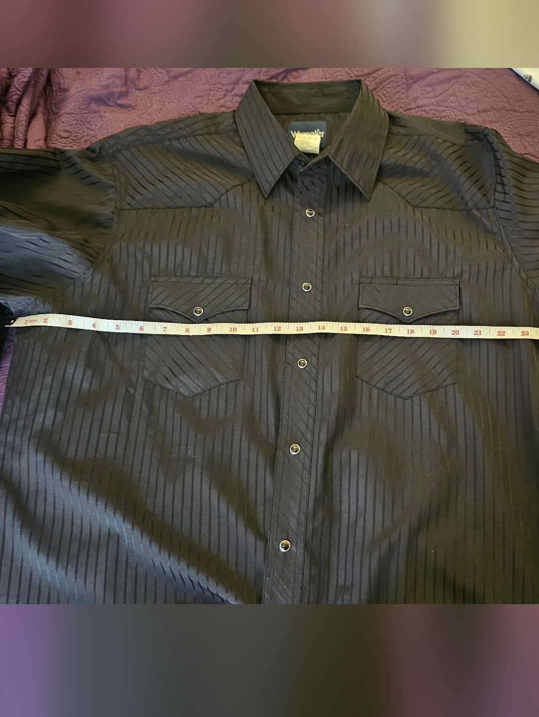 Wrangler Black Pinstripe Western Button-Down Shirt